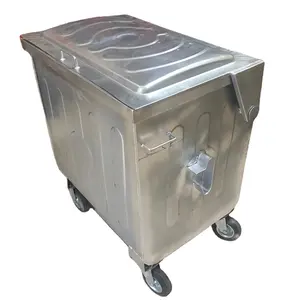 1100 Liter Metal Garbage Container Metal Waste Bin Damper Lid Flat Lid Hot Dip Galvanized Factory price Wholesale High quality