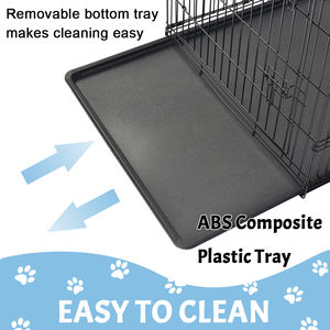 Kandang Anjing Lipat Besar dari Logam dengan Baki Plastik dan Pegangan, Kandang Hewan Peliharaan untuk Luar Ruangan - Product Image 4