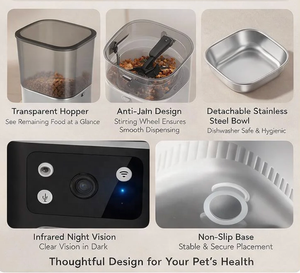 Comedero Automático para Mascotas de 4L, Comedero de Acero Inoxidable con Múltiples Recipientes, Dispensador Inteligente de Comida para Perros y Gatos, Máquina de Alimentación Interior - Product Image 4