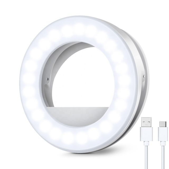 Mini Rechargeable Selfie Ring Light with Camera Clip Mobile Phone Accessories
