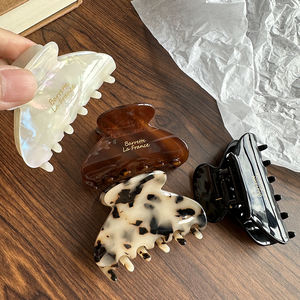 Französische einfache hochwertige mittlere Hai-Clip Schildpatt-Acetat-Haar klaue für Frauen - Product Image 5