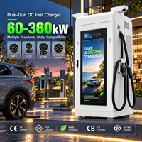 Écran publicitaire 43 pouces, chargeur rapide DC 60-360 kW, station de recharge pour véhicules électriques, CCS1 CCS2 GB/T NACS OCPP, double pistolet, EVSE commercial