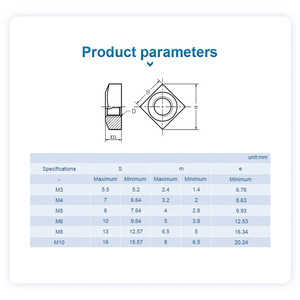 Prix d'usine en gros, écrous carrés en acier inoxydable 304 de haute qualité, métriques DIN557 M3 M4 M5 M6 M12, différentes tailles métriques - Product Image 5