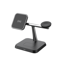 Chargeur sans fil léger 3 en 1 15W avec port Type-C, support magnétique en forme de T pour téléphone, montre et écouteurs, bureau à domicile