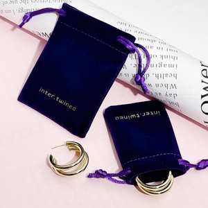 Petits sacs à cordon en velours de coton côtelé, logo personnalisé pour les cadeaux, les cosmétiques, l'emballage de maquillage, le rangement de bijoux, les colliers, les montres - Product Image 1