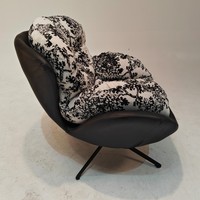 Fauteuil pivotant d'appoint en velours imprimé, structure intérieure en fer, base en acier au carbone