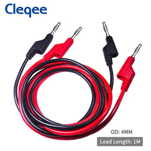 Cleqee P1036 double 4mm empilable fiche banane multimètre fils de Test 1m câbles de Test électrique rouge/noir/jaune/vert/bleu - Product Image 4
