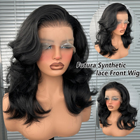 Perruques synthétiques Deep Wave avec dentelle frontale 13x6, ligne de cheveux naturelle, effet Body Wave, pour femmes noires