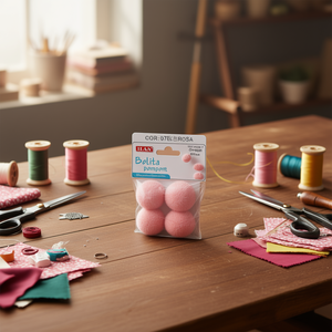 Iln Bolita Pompom 4.0 Cm Pink <b>Wool</b> <b>Craft</b> Decorations - Product Image 3