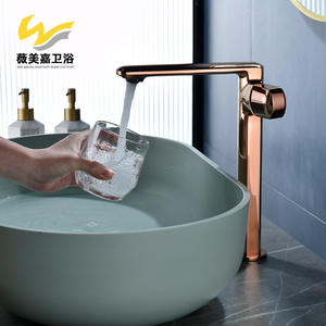 Robinet de lavabo en céramique à activation spirale, finition or brossé tout en cuivre, unité unique, pour lavage des mains - Product Image 3