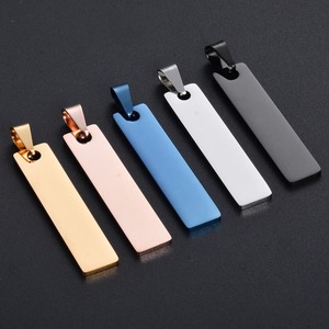 Breloques vierges rectangulaires en acier inoxydable mat néo-gothique pour estampage métallique, Sunling, unisexe, gravables, pour collier DIY, vente en gros - Product Image 1