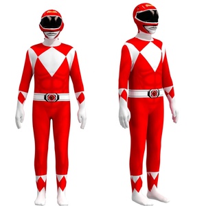 Costume Zentai Mighty Morphin <span class=keywords><strong>Power</strong></span> <span class=keywords><strong>Rangers</strong></span> per Bambini |   Costume da Supereroe per Halloween, Tuta Intera in Spandex per Cosplay - Product Image 3
