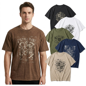 Lote al por mayor de camisetas unisex de algodón puro de alto gramaje con estampado, talla única, top de verano, limpio, en stock, envío rápido - Product Image 1