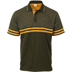 Polo à manches courtes rayé pour homme en coton et fibre de bambou, respirant, tricoté, avec col et poche, logo personnalisé - Product Image 2
