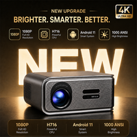 Projecteur domestique 4K, résolution native 1080P, 1000 lumens ANSI, prend en charge la 8K, Android 11, WiFi, Bluetooth 5.2, projecteur intelligent avec décodage vidéo 4K