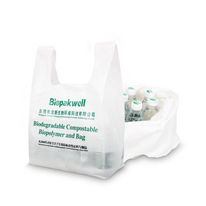 Customized Biodegradable PLA Cornstarch T-shirt <b>Bags</b> Plastic Reusable Recycle Shopping Grocery <b>Bags</b> - Product Image 1