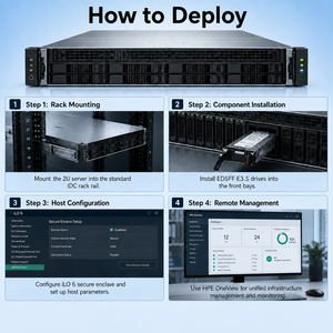 Serveur Rack 2U ProLiant DL345 Gen11 avec processeur EPYC 160 cœurs, 3 To DDR5 6400 MHz, 36x EDSFF NVMe PCIe Gen5, Stockage Logiciel Défini (SDS) et GPU - Product Image 6
