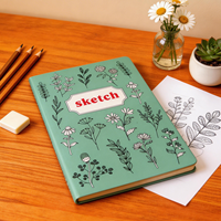 Carnet de croquis à couverture rigide personnalisé, carnet A5 uni pour aquarelle, fabricant de carnets personnalisés avec logo, journal de voyage floral mignon