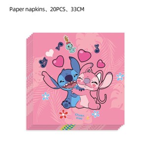 Vaisselle de fête d'anniversaire Interstellar Pink Stitch <span class=keywords><strong>Angie</strong></span> Cartoon, 131 pièces, assiettes en papier, gobelets, serviettes, nappe, boîtes à popcorn - Product Image 4