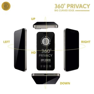 ฟิล์มกระจกนิรภัยกันรอยแบบโค้ง 360 องศา ป้องกันการมองลอก รุ่น Golden Diamond สำหรับ <span class=keywords><strong>iPhone</strong></span> 18 17 16 15 14 13 12 <span class=keywords><strong>11</strong></span> <span class=keywords><strong>Pro</strong></span> - Product Image 5