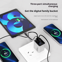 Chargeur rapide 65W rétractable avec affichage numérique en nitrure de gallium, compatible avec les téléphones Android, tablettes et appareils photo