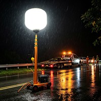 Tour d'éclairage à LED diesel USHINERAY 1000W pour événements, angle de faisceau 360°, 160 000 lumens, levage manuel, éclairage robuste pour travaux lourds