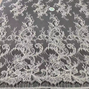 Chantlly Lace with Cord and Beads Fabric <strong>Embroidery</strong> Full Width Bridal <strong>Material</strong> for Wedding Dress - Product Image 5