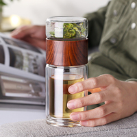 Bouteille d'eau en verre borosilicate de haute qualité CHUFENG Tea Master, à double paroi, anti-brûlure, pour le bureau