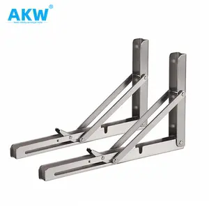 AKW Heavy Duty 90 Degree Wall Mounting Metal Folding Table stainless steel Bracket Wall L Shape Folding Shelf Brackets