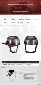 Casque de sécurité NJ Cool certifié DOT, casquette de baseball unisexe pour adulte, casque ouvert demi-visage en ABS pour moto, scooter et <span class=keywords><strong>cyclisme</strong></span> - Product Image 4