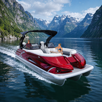 Bateau ponton de pêche sportive haut de gamme 12 places au style unique, console de luxe, salon avant, échelle de bain, écran LCD, pour la navigation en lac