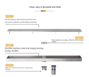 Canal <span class=keywords><strong>de</strong></span> drenaje <span class=keywords><strong>de</strong></span> ducha láser <span class=keywords><strong>de</strong></span> diseño moderno, nuevo Desagüe <span class=keywords><strong>de</strong></span> suelo lineal <span class=keywords><strong>de</strong></span> acero inoxidable construido en fábrica para uso industrial en baños - Product Image 5