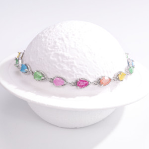 Fornitore di Gioielli Placcati <span class=keywords><strong>Oro</strong></span> CM, <span class=keywords><strong>Bracciale</strong></span> in <span class=keywords><strong>Oro</strong></span> Bianco <span class=keywords><strong>con</strong></span> Zirconi, Design alla Moda <span class=keywords><strong>con</strong></span> <span class=keywords><strong>Pietre</strong></span> <span class=keywords><strong>Colorate</strong></span> a Forma di Cuore e Goccia d'Acqua per Donna - Product Image 2