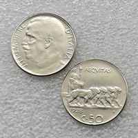Moneda de 50 Centesimi de Italia de 1924, 1928, estilo antiguo, monedas conmemorativas, regalos, decoración del hogar