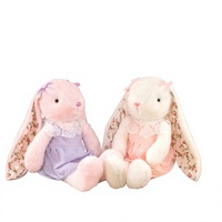 Jouets en peluche lapin à longues oreilles Kawaii, adorables lapins habillés, animaux en peluche, poupées, vente en gros, cadeaux de Pâques pour enfants et décoration intérieure