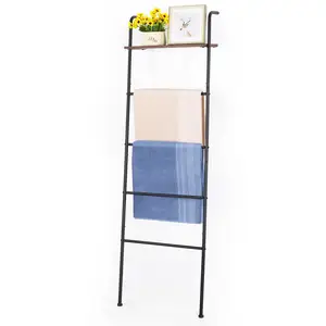 Living Room Bathroom Wall Leaning Towel Ladder Blanket Holder Rack Blanket Ladder
