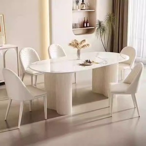 طقم حديث أبيض بيضاوي الشكل ، تصميم لوح صخري مقاوم للماء للمنزل ، شقق صغيرة ، فنادق وفيلات - Product Image 3