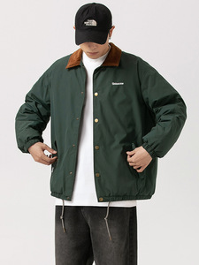 Blouson d'aviateur surdimensionné unisexe à col rabattu et à simple boutonnage vintage de conception personnalisée OEM - Product Image 2