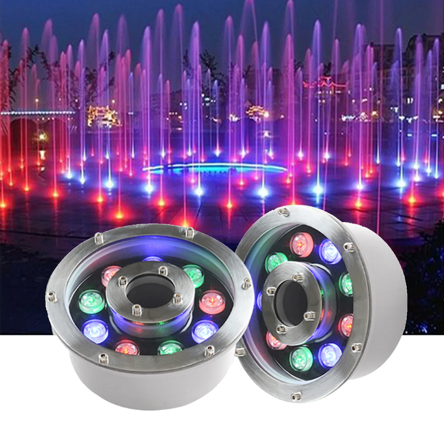 Lumière de fontaine professionnelle sous-marine Ip68 de paysage de piscine d'eau rvb Led pour fontaine