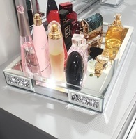 Luxe Cristal Diamant Miroir Plateau Magnifique Rectangle Main Plateau Décoratif Maquillage Commode Salon meubles Salle De Bains