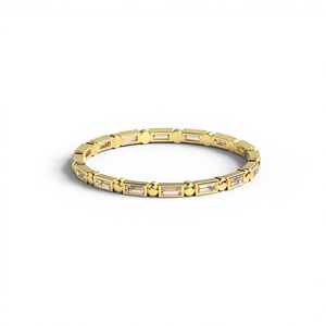 Luxury 18K Gold Plated Baguette Diamond <b>Ring</b> Alternating Round Dot Band Eternity Wedding Band Gift <b>Stacking</b> <b>Ring</b> Fine Jewelry - Product Image 1