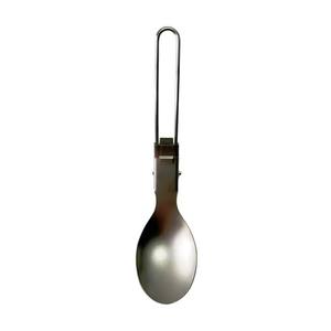 Cuchara plegable de acero inoxidable con mango de gancho, utensilio compacto para acampar, uso portátil al aire libre, diseño plegable - Product Image 1