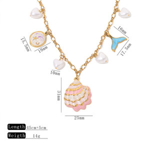 สร้อยคอจี้แฟชั่นฮาวายฤดูร้อน สร้อยคอเปลือกหอยเคลือบทอง 14k 18k PVD  ทำจากสแตนเลสสตีล 316L สำหรับผู้หญิง - Product Image 5