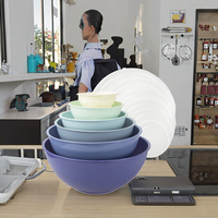 Lot de 6 bols mélangeurs modernes personnalisés en mélamine jetables avec couvercles, ustensiles de cuisine en plastique, vaisselle, ensemble cadeau pour la maison et l'hôtel, usage mondial