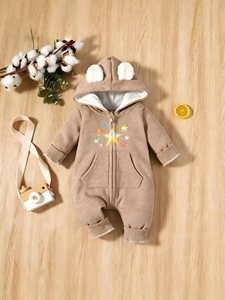 Unisex merk romper voor pasgeborenen: lange mouwen, zacht en warm, winterkleding voor dagelijks gebruik - Product Image 5