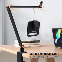 Bras de microphone professionnel robuste anti-affaissement 360° °   Support de micro rotatif et réglable pour podcast, jeux et studio, fixation de micro de bureau