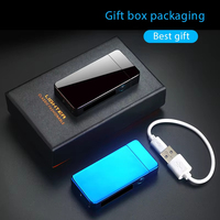Briquet USB Rechargeable Électrique de Luxe Portable, Briquet Laser pour Homme, Cadeau pour Fumeurs, Allumage de Cigarettes et Utilisation en Camping