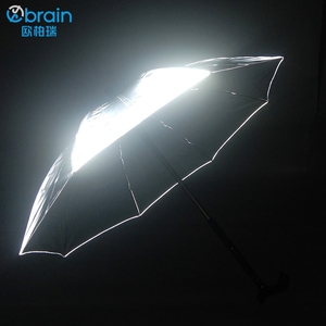 Parapluie bâton personnalisé 23 "luxe avec tissu réfléchissant UV parapluies béquille automatique pour la <span class=keywords><strong>pluie</strong></span> cadeau d'affaires canne - Product Image 6