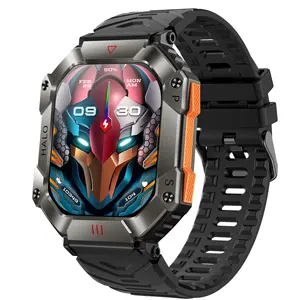 Smart Watch Kr80 Mannen Outdoor Sport Fitness Tracker Bt Bel Muziek 2Inch Scherm Kompas 650Mah Grote Batterij Smartwatch