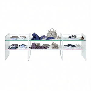 Modular Showcases Wall Composition 303x80x H 100 Glossy White <b>Display</b> <b>Racks</b> - Product Image 2